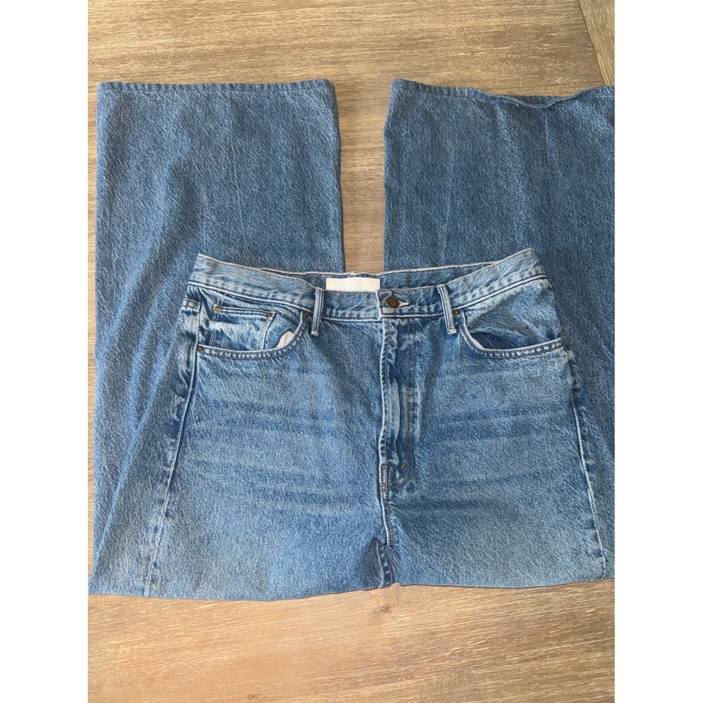 Mother The Lemon Twist Sneak Jeans Rolling In The Dough Blue Wide Leg 32 - Picture 4 of 10